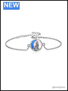 Sterling Silver Wolf Link Bracelet Adjustable Chain